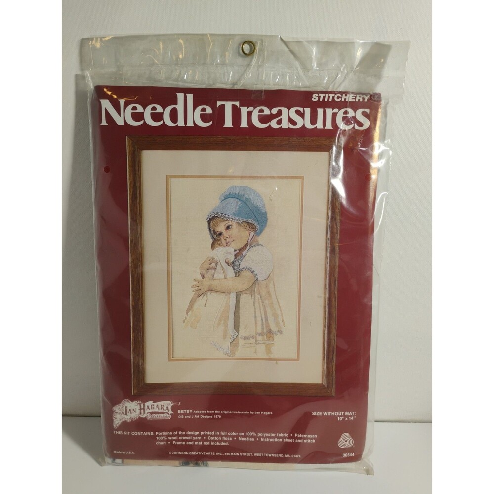 Needle Treasures Jan Hagara 1979 BETSY Crewel Needlepoint USA 10x14